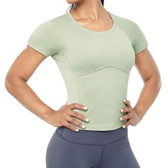 Women's Workout Crop Tops Lightweight Short Sleeve Yoga Athletic Running Shirts
