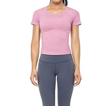 Women's Workout Crop Tops Lightweight Short Sleeve Yoga Athletic Running Shirts