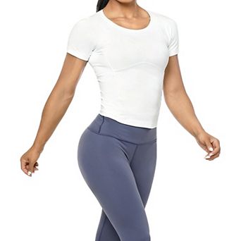 Women's Workout Crop Tops Lightweight Short Sleeve Yoga Athletic Running Shirts