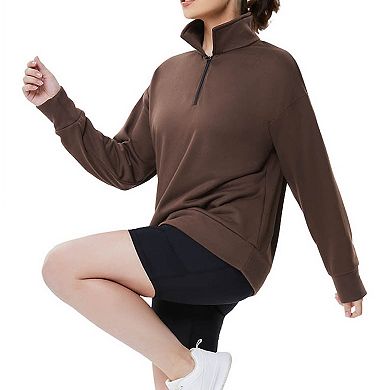 Women's Half-Zip Pullover Relaxed Fit Comfort Long Sleeve Sportswear Top