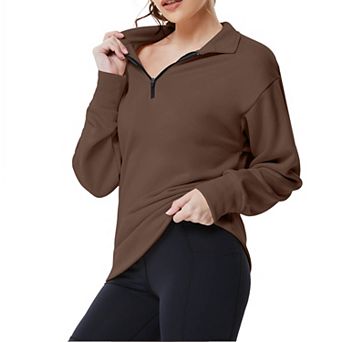 Women's Half-Zip Pullover Relaxed Fit Comfort Long Sleeve Sportswear Top