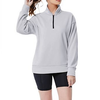 Women's Half-Zip Pullover Relaxed Fit Comfort Long Sleeve Sportswear Top