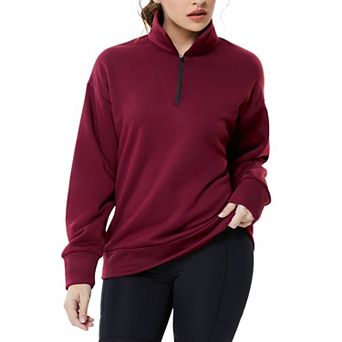 Women's Half-Zip Pullover Relaxed Fit Comfort Long Sleeve Sportswear Top