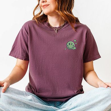 S.W.Smiley Boba - Women's Garment Dyed Graphic T-Shirt