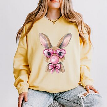 Bunny Sunglasses Bubblegum - Women's Lightweight Garment Dyed Sweatshirt