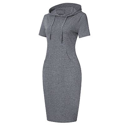 hoodie dress short sleeve Bazeneo Womens Hoodie Dress V-Neck Casual Summer T Shirt Dress 2026 Loose Fit Short Sleeve Tunic Ruffled Hem Mini Dresses, Women's, Size: Medium,