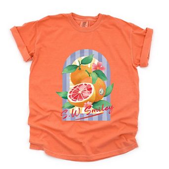 S.W.Smiley Fruits and Stripes - Women's Garment Dyed Graphic T-Shirt