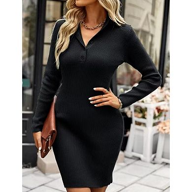 Women's Sweater Dresses Turtleneck Long Sleeve Bodycon Midaxi Dress