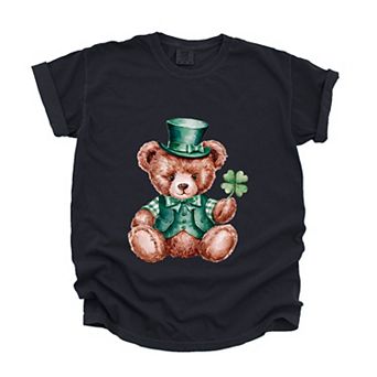 St. Patrick's Bear Clover - Women's Garment Dyed Graphic T-Shirt
