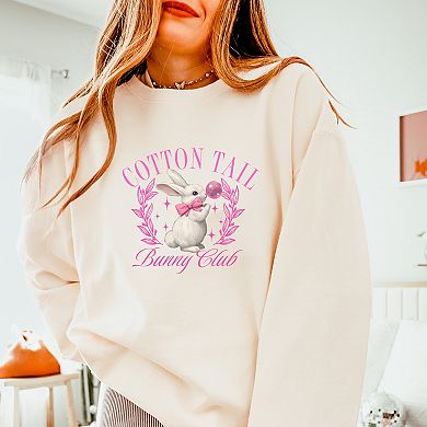 Cotton Tail Bunny Club Bubblegum - Women's Lightweight Garment Dyed Sweatshirt