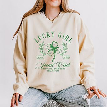 Lucky Girl Social Club Clover - Women's Lightweight Garment Dyed Sweatshirt