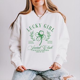 Lucky Girl Social Club Clover - Women's Lightweight Garment Dyed Sweatshirt