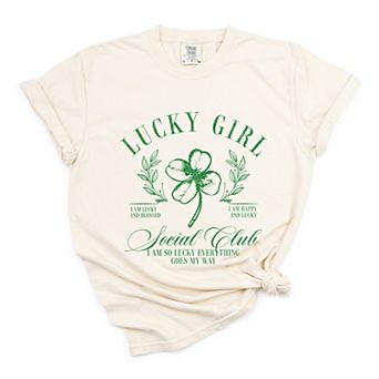 Lucky Girl Social Club Clover - Women's Garment Dyed Graphic T-Shirt
