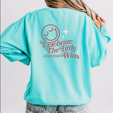 S.W.Smiley Celebrate The Little Wins - Women's Lightweight Garment Dyed Sweatshirt