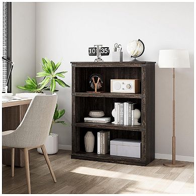 Wooden 3-Tier Bookcase - Farmhouse Floor Standing Display Storage Shelves