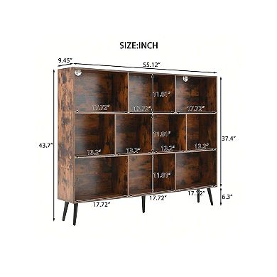 Wooden 3-Tier Open Shelf Bookcase - 10 Cube Storage Organizer