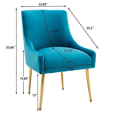 Velvet Dining Chair with Pulling Handle and Adjustable Foot Nails(Set of 2)