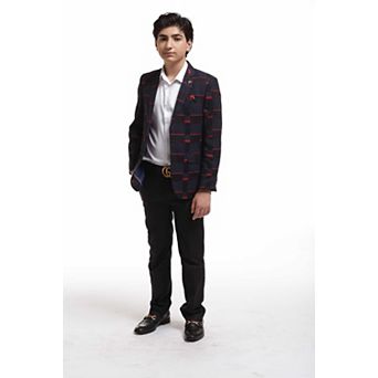 Elie Balleh Boys Slim Fit Checked Blazer