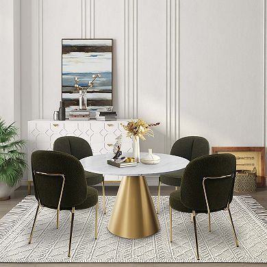 Teddy Fabric Dinning Chair with Adjustable Foot Nails (Set of 2)