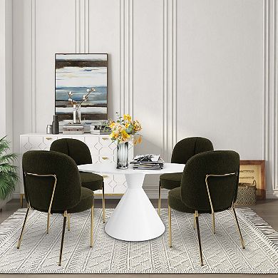 Teddy Fabric Dinning Chair with Adjustable Foot Nails (Set of 2)