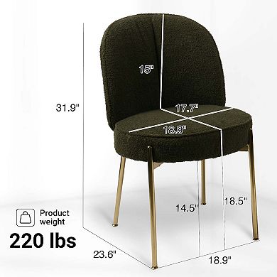 Teddy Fabric Dinning Chair with Adjustable Foot Nails (Set of 2)