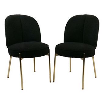 Teddy Fabric Dinning Chair with Adjustable Foot Nails (Set of 2)