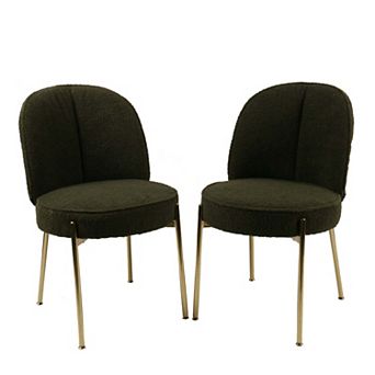 Teddy Fabric Dinning Chair with Adjustable Foot Nails (Set of 2)