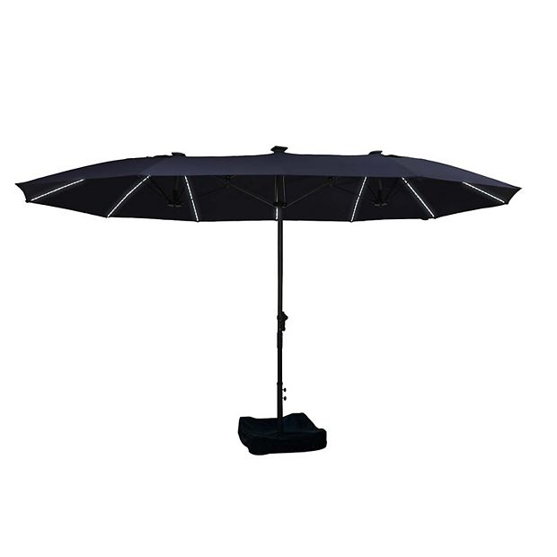 11 foot patio umbrella with lights Solar Patio Umbrella w/ Light Bulbs Tilt 3-Tiered 11ft 8-Rib