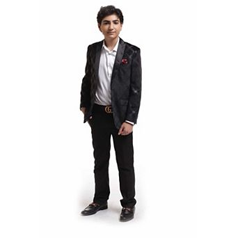 Elie Balleh Boys Slim Fit Plaid Jacket