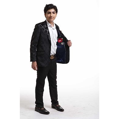 Elie Balleh Boys Slim Fit Plaid Jacket