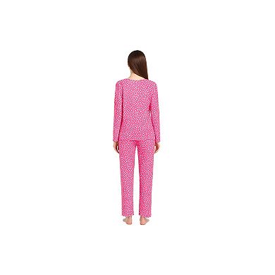 Women’s Long Sleeve Super Soft Knit Pajama Set with Raindrop Print Design