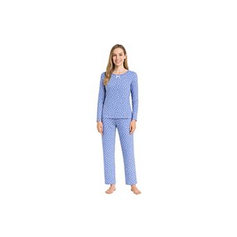 Women’s Long Sleeve Super Soft Knit Pajama Set with Raindrop Print Design