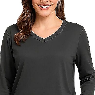 Women’s Long Sleeve Super Soft Knit Pajama Set with White Contrast Design