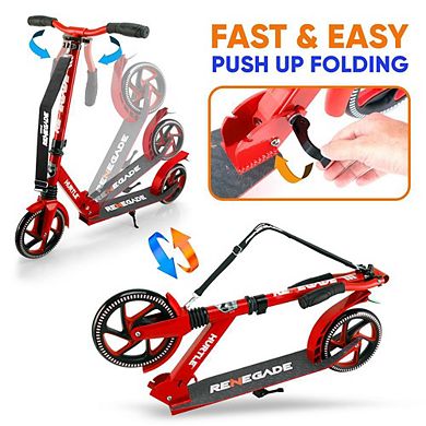 SereneLife Lightweight Foldable Kick Scooter with Adjustable T-Bar Handlebar HURTSRD - Red