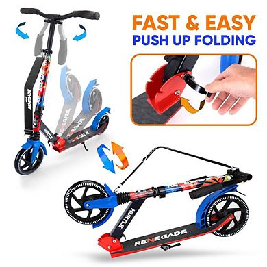 Hurtle Foldable Kick Scooter with Alloy Deck - Graffiti