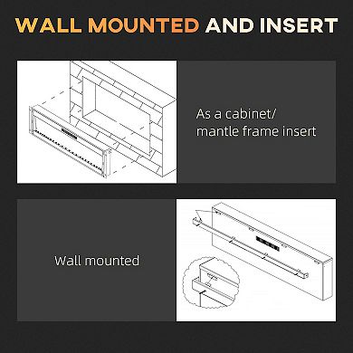 LOVMOR60inch Electric Fireplace Recessed Wall Mounted 1500W Remote 8H Timer