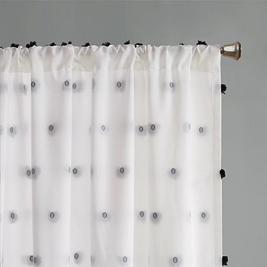 LOVMOR Pom Pom Embellished Curtain Panel 1 Pc 63.00Lx50.00Wx0.13H