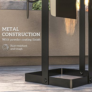 LOVMOROutsunny 5 Piece Fireplace Tools Set Heavy Duty Metal Black