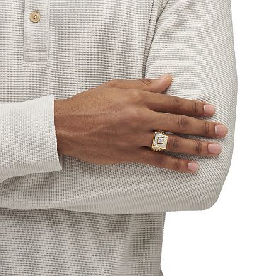 PalmBeach Jewelry Men's 2.18 TCW Cubic Zirconia Square Ring Yellow Gold-Plated Sizes 8-16