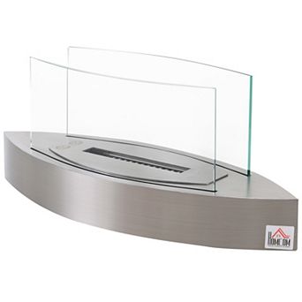 LOVMOR23.5inch Tabletop Ethanol Fireplace Stainless Steel 23.50x7.75x9.50