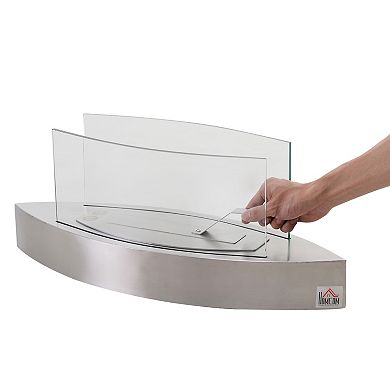 LOVMOR23.5inch Tabletop Ethanol Fireplace Stainless Steel 23.50x7.75x9.50