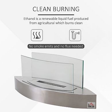 LOVMOR23.5inch Tabletop Ethanol Fireplace Stainless Steel 23.50x7.75x9.50
