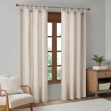 LOVMOR Faux Linen Tab Top Fleece Lined Curtain Panel 1 Pc