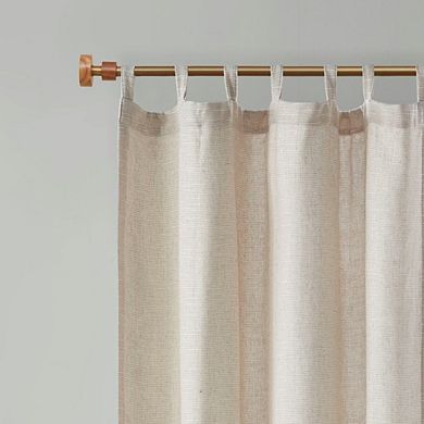 LOVMOR Faux Linen Tab Top Fleece Lined Curtain Panel 1 Pc