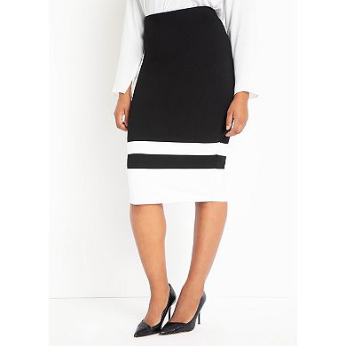 ELOQUII Women's Plus Size Colorblock Column Skirt