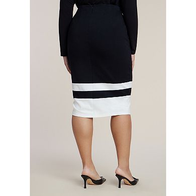 ELOQUII Women's Plus Size Colorblock Column Skirt