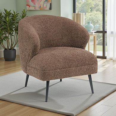 Neda Accent Chair, Soft Boucle, Curved Barrel Back