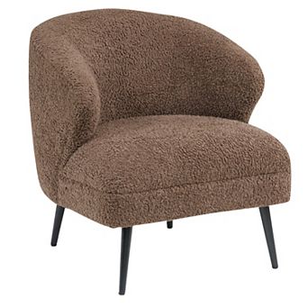 Neda Accent Chair, Soft Boucle, Curved Barrel Back