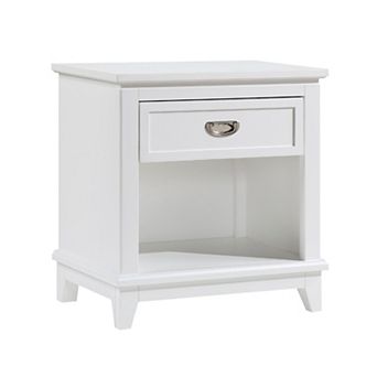 Sely Nightstand, 1 Drawer w Open Cubby, Wood, Ring Handle