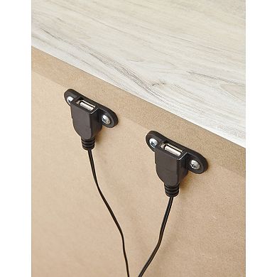 Simon Nightstand, Drawer and USB, Rustic Gray Laminate Whitewash